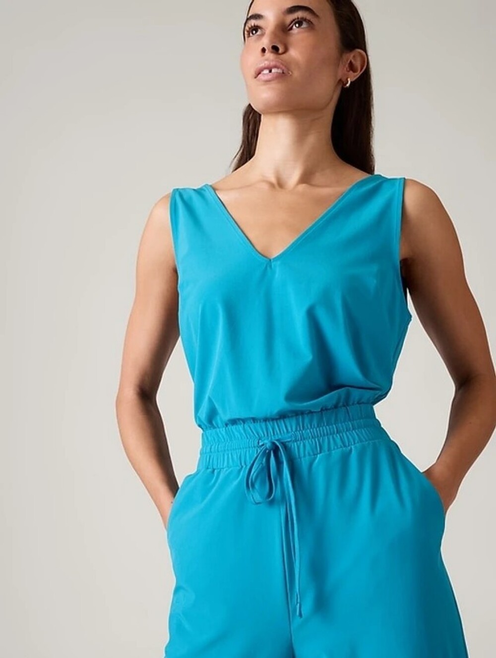 Like New! Athleta Avenue Jumpsuit, Teal - Picture 3 of 11